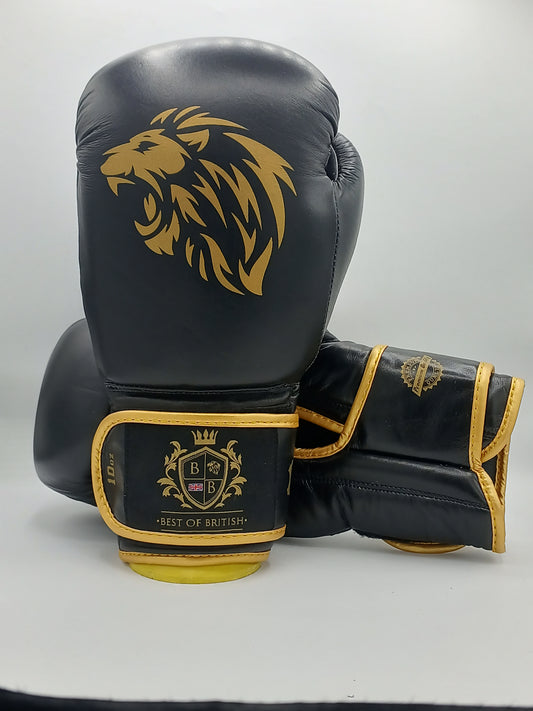 Best of British Boxing Gloves Genuine Leather Black-Gold