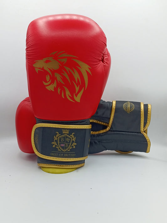 Best of British Boxing Gloves PU Leather Red-Gold