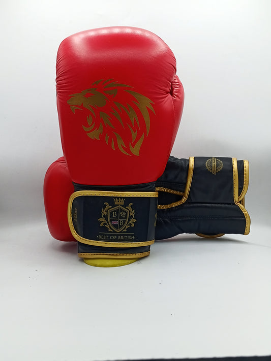 Best of British Boxing Gloves Genuine Leather Red-Gold